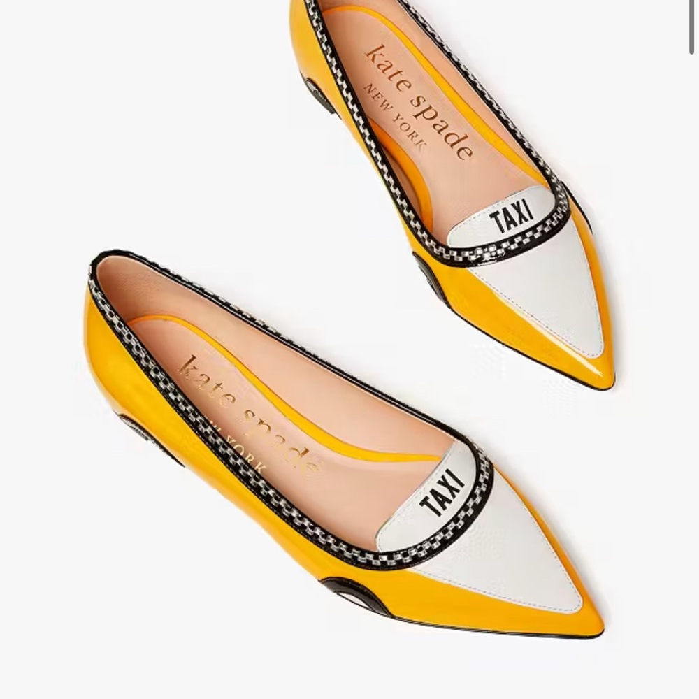 Kate Spade Yellow and White Taxi Loafers